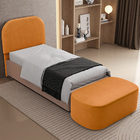 Cabeceira Cama Box Solteiro 100cm Lanna Com Puff Recamier Doh