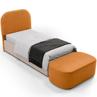 Cabeceira Cama Box Solteiro 100cm Lanna Com Puff Recamier Doh