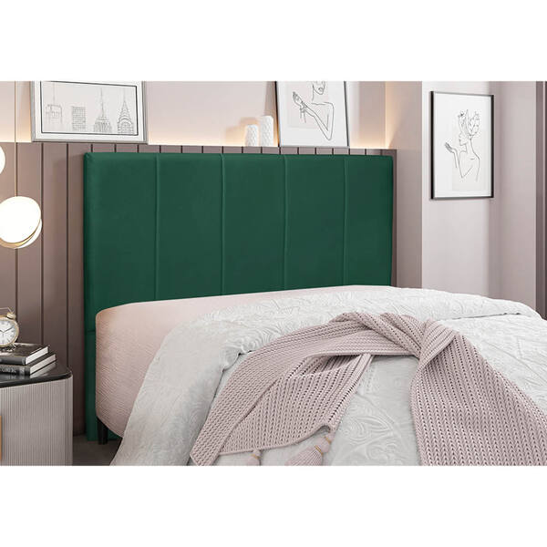 Cabeceira Cama Box Solteiro 90 Cm Arizona Veludo Verde S04 -
