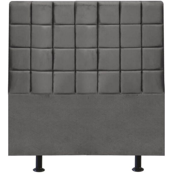 Cabeceira Cama Box Solteiro 90 Cm Clara Suede Cinza Escuro