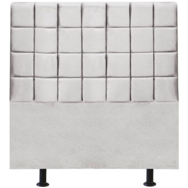 Cabeceira Cama Box Solteiro 90 Cm Clara Veludo Cinza Claro