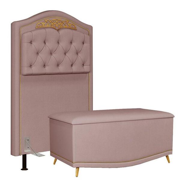 Cabeceira Cama Box Solteiro 90cm Com Calçadeira Baú Imperial