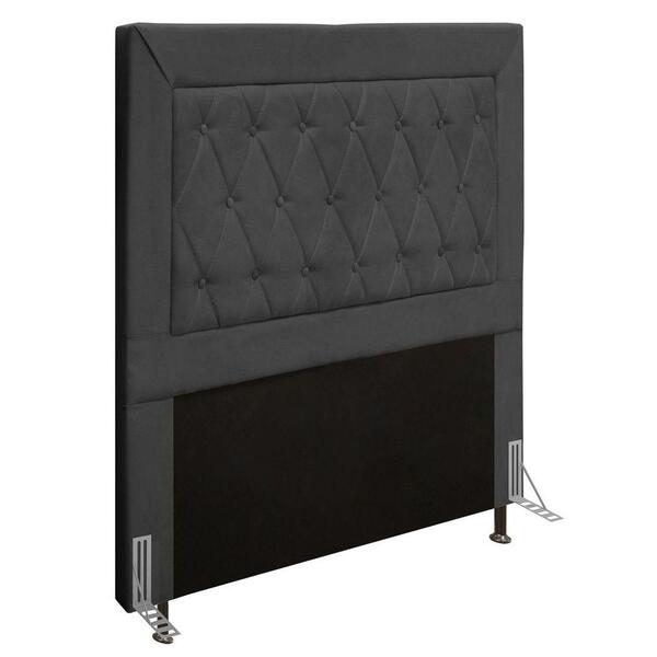 Cabeceira Cama Box Solteiro 90cm D10 Turmalina Suede Cinza -