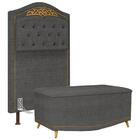 Cabeceira Cama Box Solteiro 90cm Linho Grafite