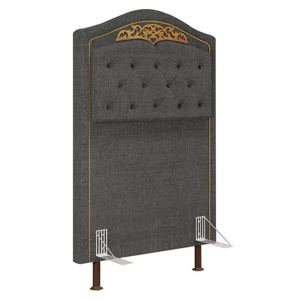 Cabeceira Cama Box Solteiro 90cm Marcheli Linho Grafite