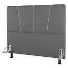 Cabeceira Cama Box Solteiro Amber 90cm Estofada Linho Cinza -