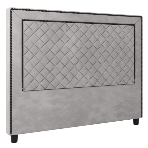 Cabeceira Cama Box Solteiro Arez 90cm Veludo Prata - Desk Des