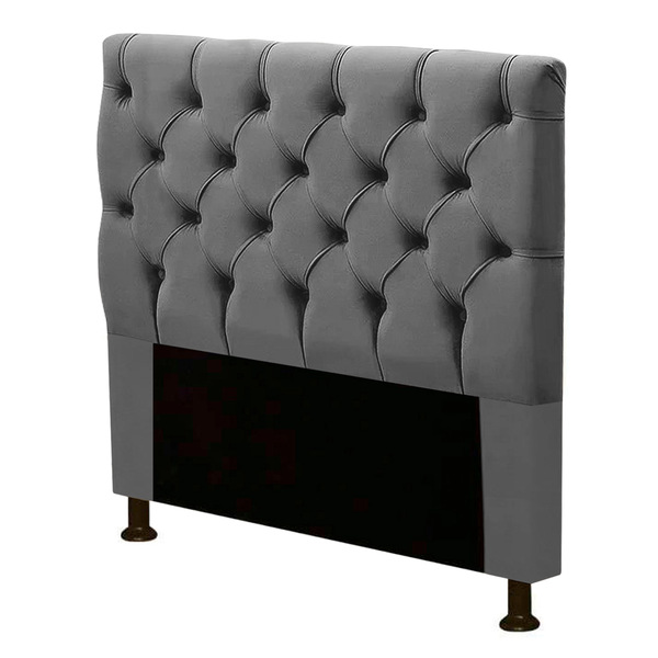 Cabeceira Cama Box Solteiro Cristal 90cm Suede Cinza - Desk D