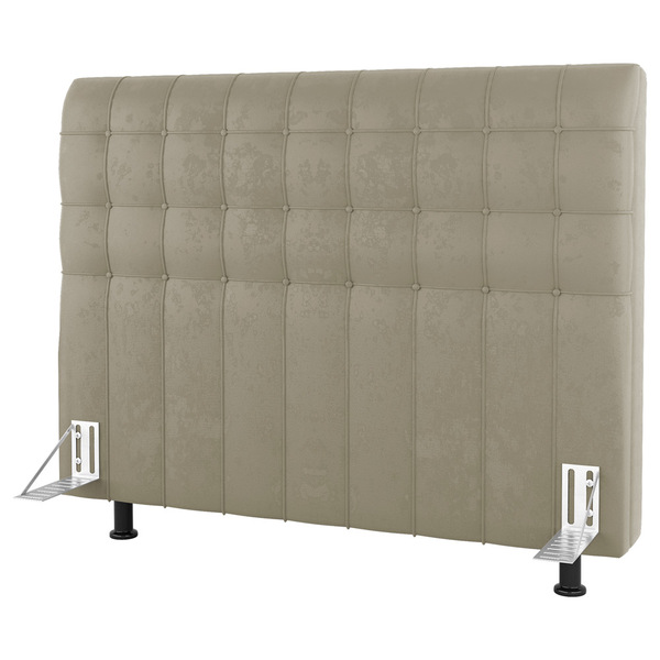 Cabeceira Cama Box Solteiro Dahlia 90cm Com Frame Suede Bege