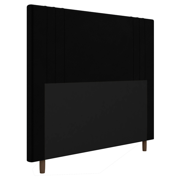 Cabeceira Cama Box Solteiro Ferrara 90cm Suede Preto - Desk D