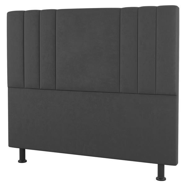 Cabeceira Cama Box Solteiro Grace 90cm Suede Cinza Escuro - D