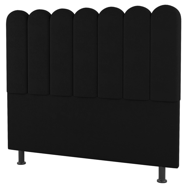 Cabeceira Cama Box Solteiro Lana 90cm Linho Preto - Desk Desi