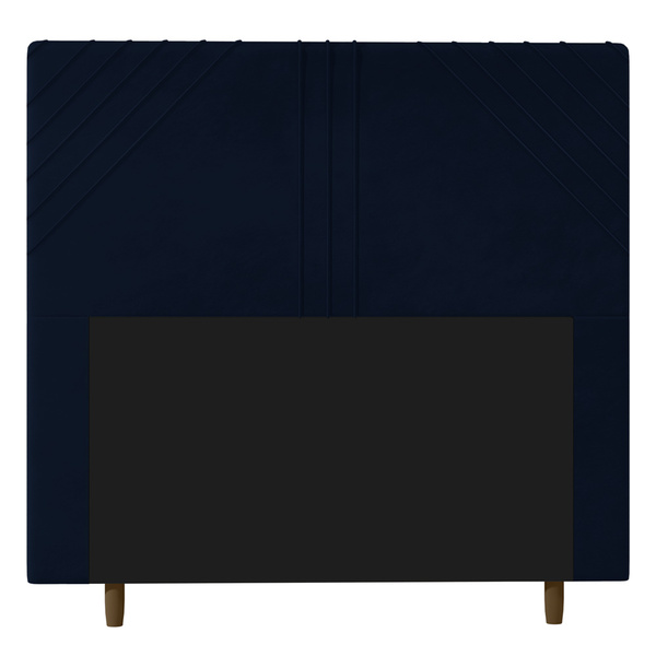 Cabeceira Cama Box Solteiro Lisboa 90cm Veludo Azul Marinho -
