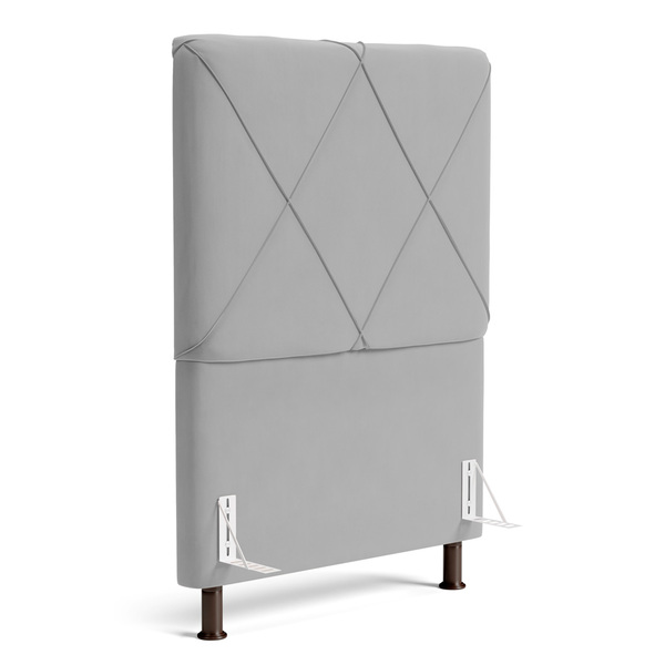 Cabeceira Cama Box Solteiro Mel 90cm Com Frame Veludo Cinza C