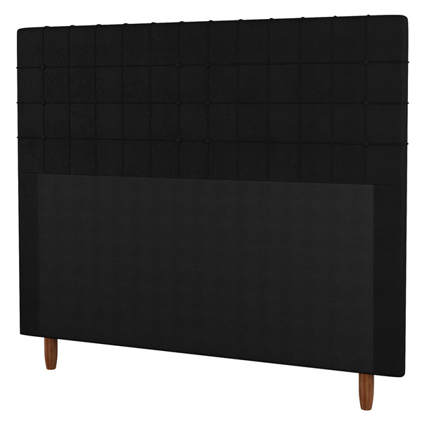 Cabeceira Cama Box Solteiro Parisis 90cm Suede Preto - Desk D