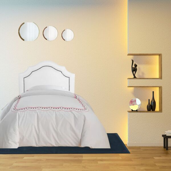 Cabeceira Cama Box Solteiro Provençal C Tachas Corino Branco