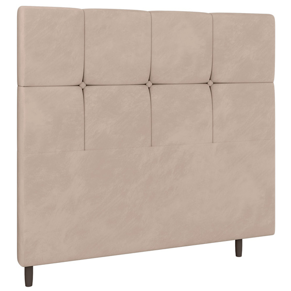 Cabeceira Cama Box Solteiro Roma 90cm Veludo Bege - Desk Desi