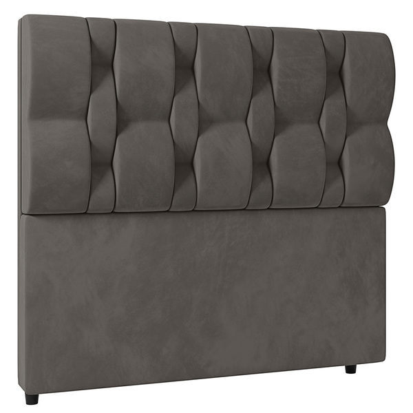 Cabeceira Cama Box Solteiro Spezia Luxo 90cm Veludo Cinza - D