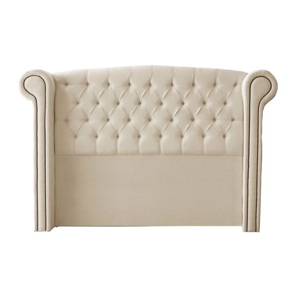 Cabeceira Cama Casal Box Estofada 138 Cm Fernanda Linho Bege
