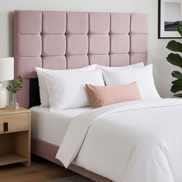 Cabeceira Cama De Queen 160 Cm Naiara Em Suede Com Frame Rose