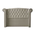 Cabeceira Cama King Box Estofada 193 Cm Fernanda Suede Bege E