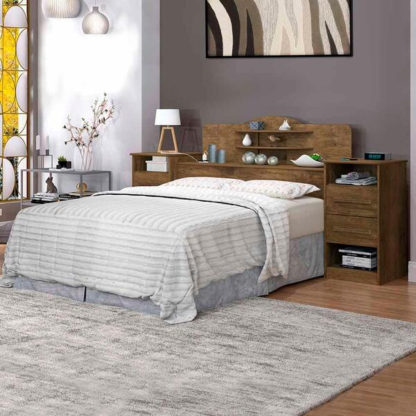 Cabeceira Cama Queen Box Com Mesas Laterais Jequitibá J&a