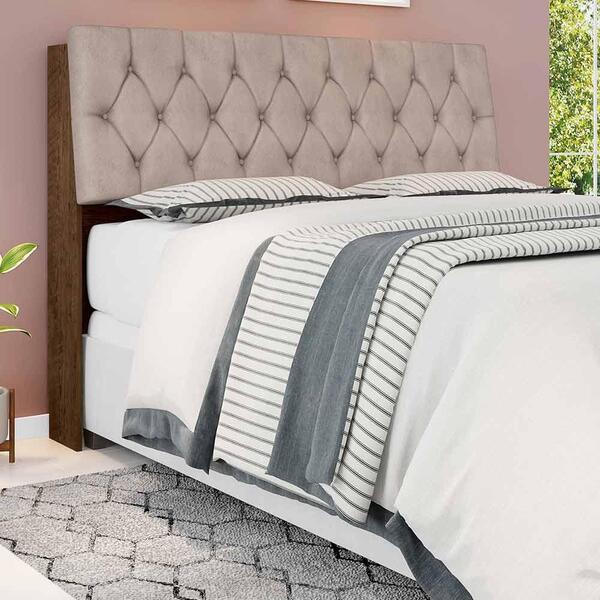Cabeceira Cama Queen Malbec Com Capitonê Suede Palha E Pratel