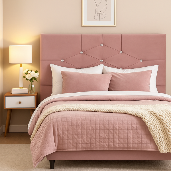 Cabeceira Cama Solteira 90 Cm Camboriú Suede Rosê