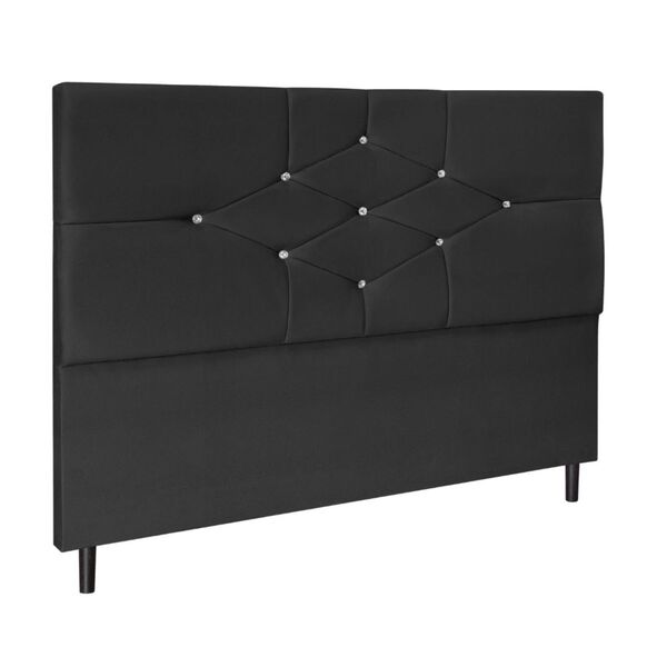 Cabeceira Cama Solteira 90 Cm Virgínia Suede Preto