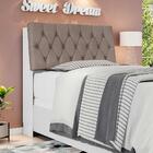 Cabeceira Cama Solteiro Branco Com Capitonê Suede Bege E Prat