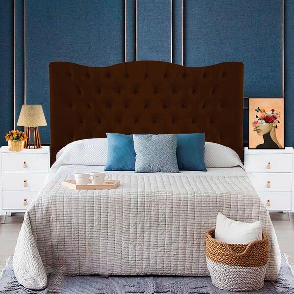 Cabeceira Capitone Para Cama Box Solteiro 90 Cm Marrom