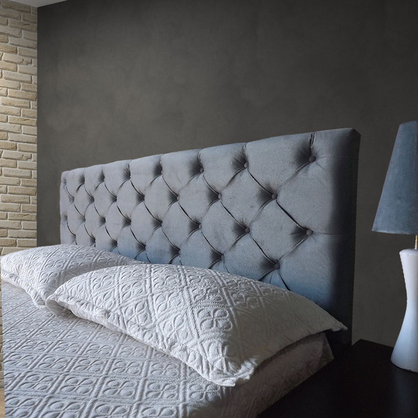 Cabeceira Capitonê Suede Liso Cinza Solteiro 90 X 60