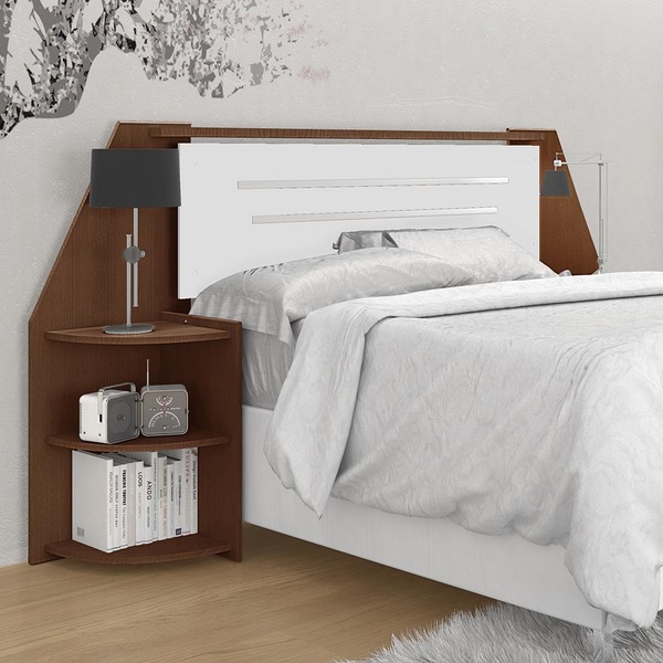 Cabeceira Carrara Para Colchão Box Casal Padrão Com 2 Criados