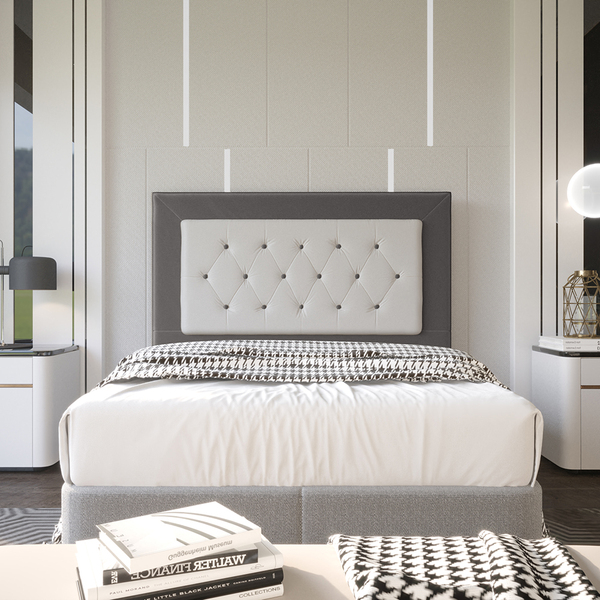 Cabeceira Casal 1,40m Havana Suede Cinza Dal Poz Estofados