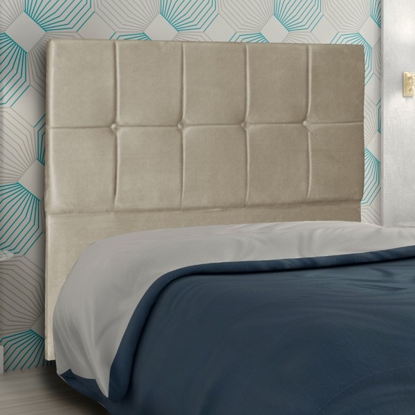 Cabeceira Casal 1,40m Lisboa Suede Bege Dal Poz Estofados