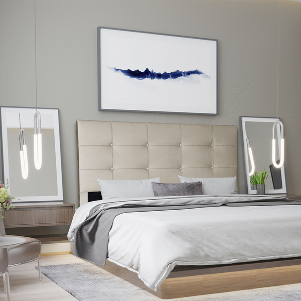 Cabeceira Casal 1,40m Roma Corino Bege Dal Poz Estofados