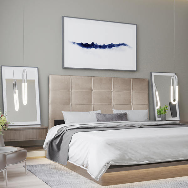 Cabeceira Casal 1,40m Roma Suede Bege Dal Poz Estofados