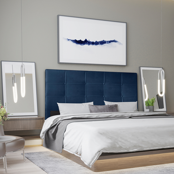 Cabeceira Casal 1,95m Roma Suede Azul Marinho Dal Poz Estofad