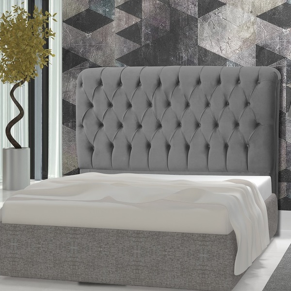 Cabeceira Casal 138cm Para Cama Box Maria Suede Veludo Cinza