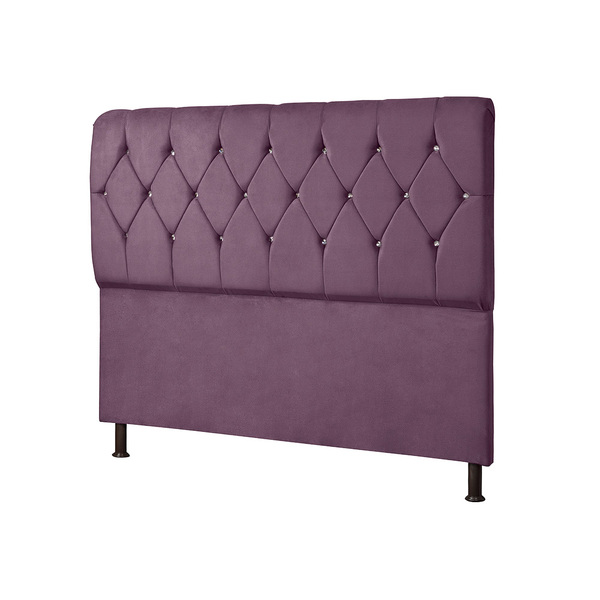 Cabeceira Casal 140 Cm Com Strass Malaga Veludo  Roxo