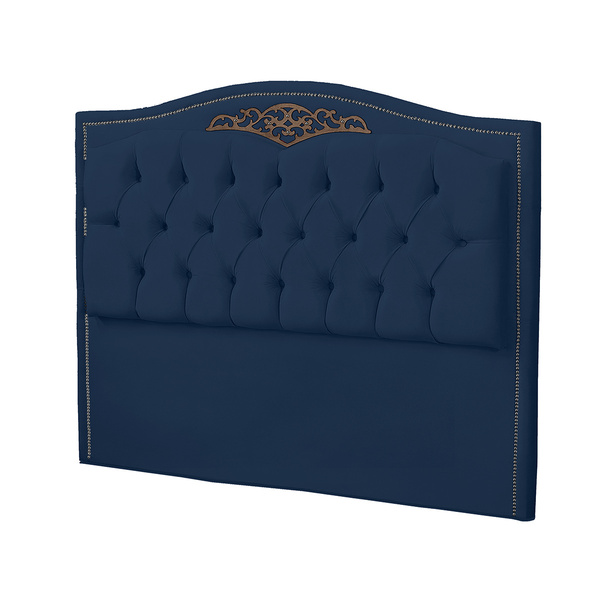Cabeceira Casal 140cm Decorativa Maitê Veludo Azul Marinho -