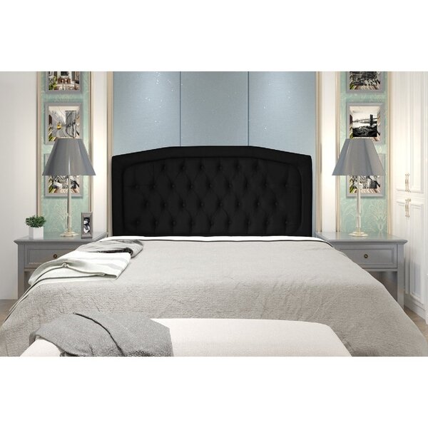 Cabeceira Casal 140cm Para Cama Box Geovana Deluxe  Preto