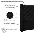 Cabeceira Casal 140cm Suede Vicenza  Preto