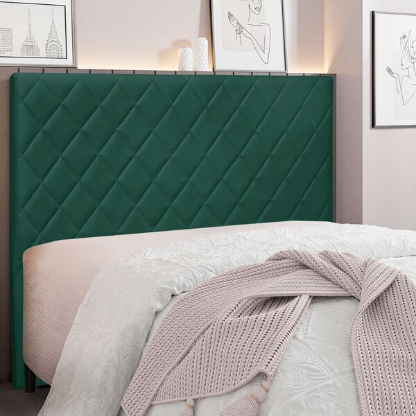 Cabeceira Casal 140cm Veludo Esmeralda  Verde Floresta