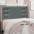 Cabeceira Casal 140cm Veludo Gênova  Cinza