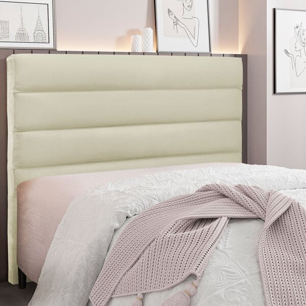 Cabeceira Casal 140cm Veludo La Itáliana  Bege