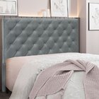 Cabeceira Casal 140cm Veludo Tania  Cinza