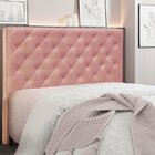 Cabeceira Casal 140cm Veludo Tania  Rosa