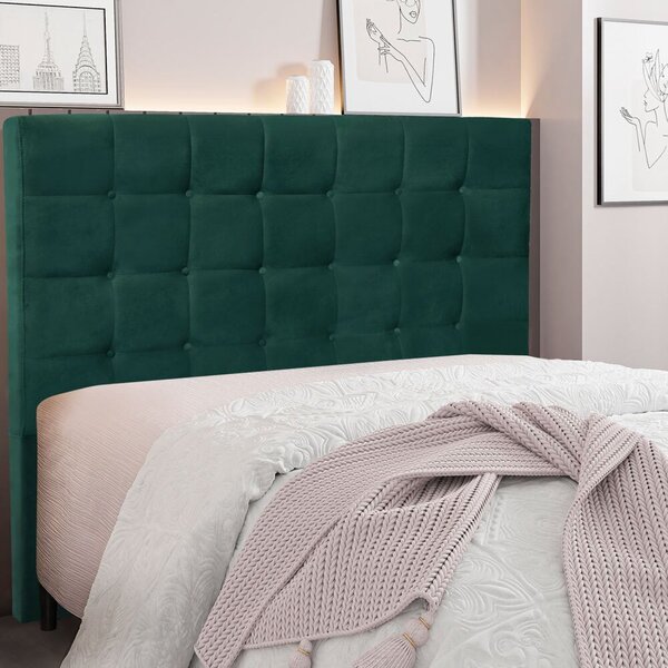 Cabeceira Casal 140cm Veludo Verona  Verde Floresta