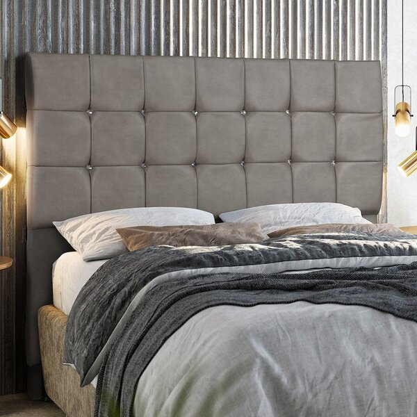 Cabeceira Casal 160 Cm Com Botão De Strass Dubai Bege